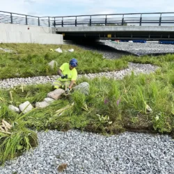 Montage av strandmattor Barkabystaden