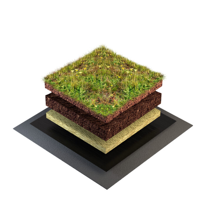 VegTech Illustration och uppbyggnad av Torrängstak med lutning 5-14