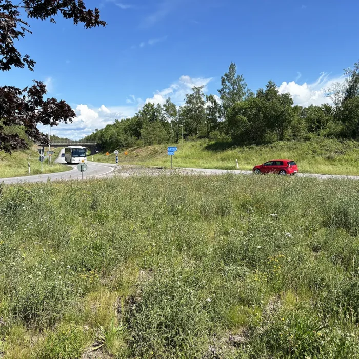Saltäng i rondell i Bromölla. Fyra år efter montage