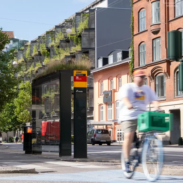 Biotoptag på et busskjul i Frederiksberg