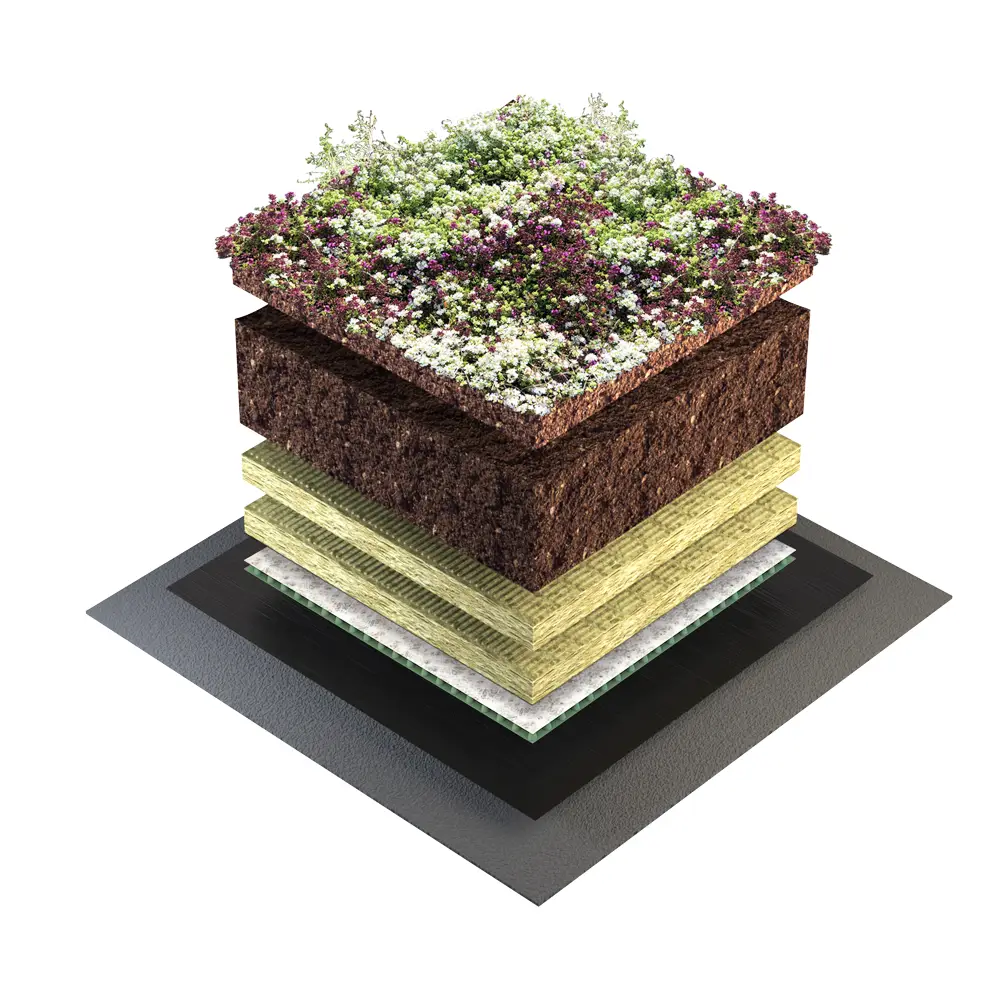 VegTech Opbygning Staudemåtte på tag.